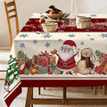 Hexagram Christmas Tablecloth Rectangle 60x120 Inch, Red Snowman