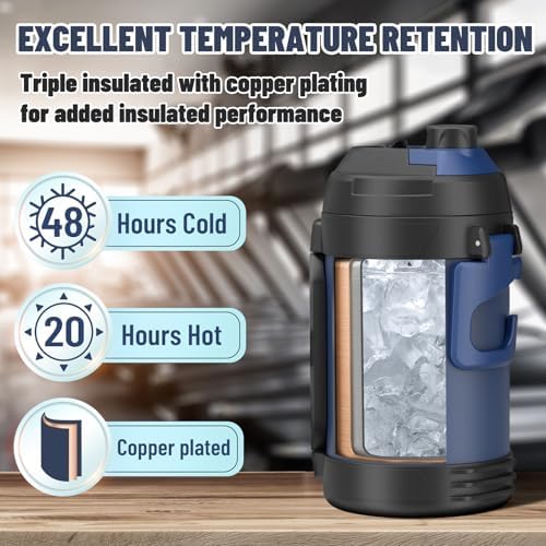 Zukro 1 Gallon Insulated 18/8 Stainless Steel Water Jug, Keep Cold 48