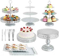 11Pcs Silver Cake Stand Set, Metal Dessert Table Display Set