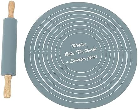 Fabater Silicone Rolling Pin Pastry Baking Mat Set, 11.8in Beech Wood
