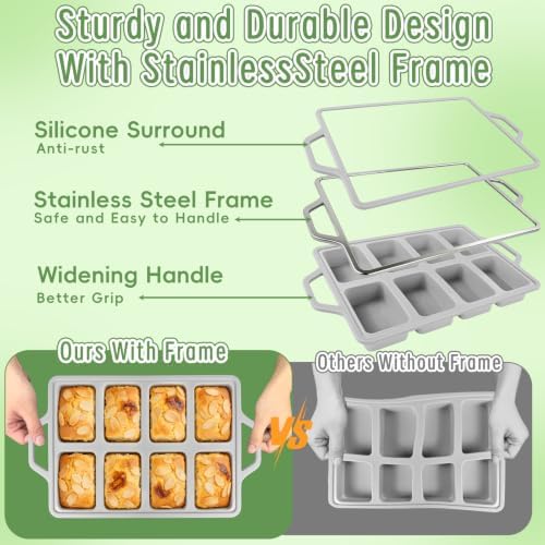 2 Pack Mini Silicone Loaf Pans with Metal Reinforced Frame