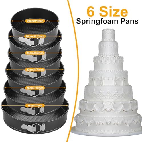 QTLCOHD Round Cake Pan Set for Baking, 7/8/8.5/9.5/10/11 Inch