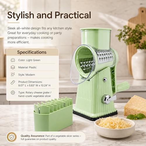 JA&MIU Rotary Cheese Grater with Handle, 5 Blades