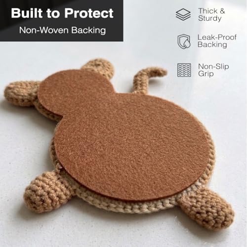 Funny Frenchie Butt Coasters Set of 3 - Handmade Absorbent Crochet