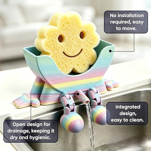 Creative Drainage Sponge Holder: Traceless Glue, 3D Printed Funny