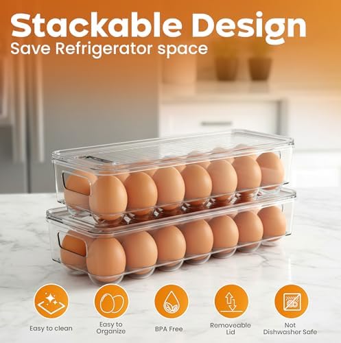 Utopia Home Egg Holder for Fridge, 2 Pack, Clear