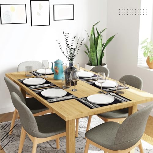 Encasa XO Placemats, Fine Ribbed Cotton Table Mats 18"x13"