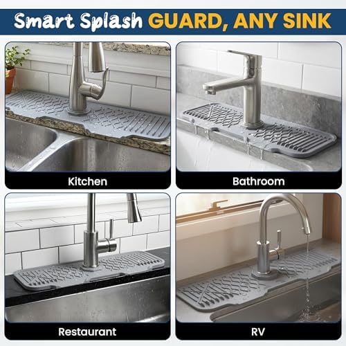 Extra Thick Silicone Faucet Mat for Kitchen & Bathroom Sink 17" x 6"
