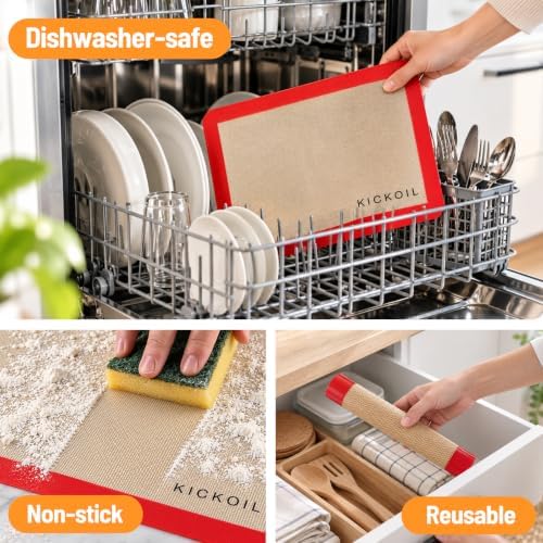 Silicone Baking Mats, Set of 3, BPA-Free
