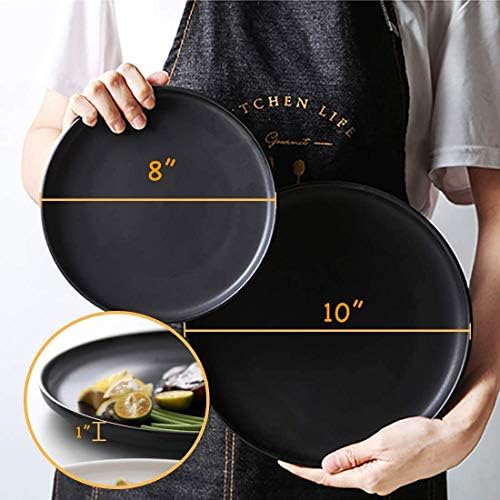 Matte Black Porcelain Dinner Plate, 10-Inch Large Elegant Round