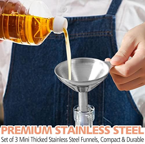 Anaeat Stainless Steel Mini Kitchen Funnel Set, 3 Pack Durable Metal