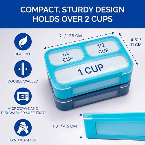 kinsho Small Snack Box Containers for Kids, Set of 2, Navy+Blue