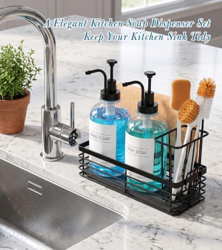 Kitchen Soap Dispenser Set, 16.9 oz/500 ml Glass