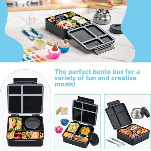 Bento Lunch Box with 9.5oz Soup Thermo, Black
