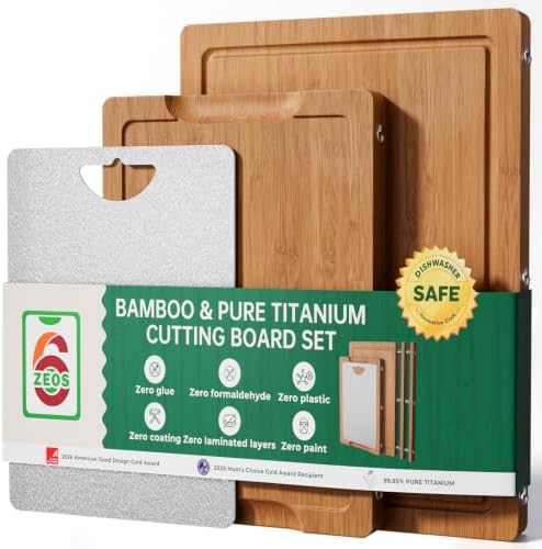 Formaldehyde Free, Glue Free, Bamboo Pure Titanium Cutting Board Set