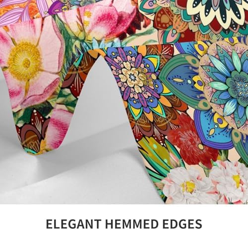 Rectangle 54x72 Boho Floral Table Cloth Colorful Flowers Tablecloth