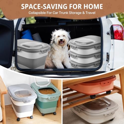 SEWIU Dog Food Storage Container Up to 2pack*20LB,Collapsible Dog Food