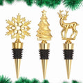 Wine Bottle Stopper,3 Pieces Christmas Snowflake Tree Deer Decorative