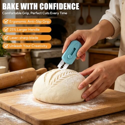 VZZNN 4 Pack Bread Lame Set with Ergonomic Handle and 20 Razor Blades
