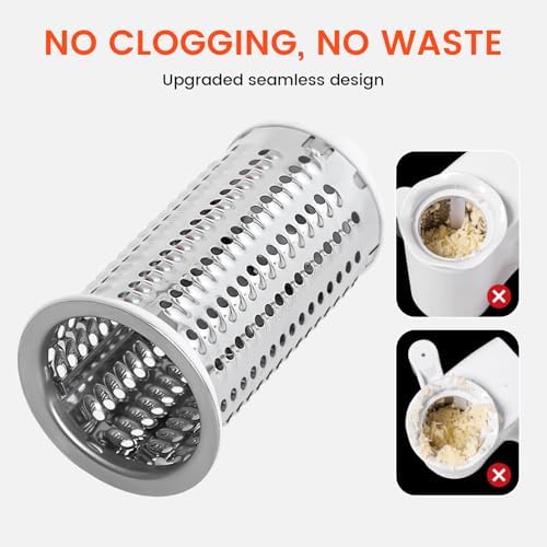 Rotary Cheese Grater Hand Crank, 2 Stainless Steel Drums