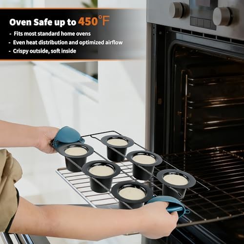 2 Pack Popover Pans with Cooling Rack, Nonstick Yorkshire Pudding Tin
