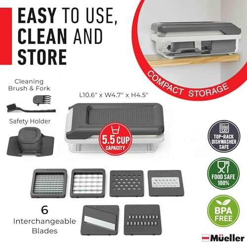 Mueller Vegetable Chopper & Mandoline Slicer, White Sand/Grey