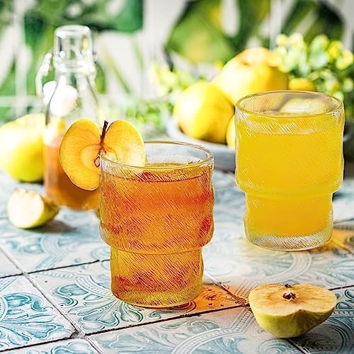 Frcctre 8 Pack Stackable Drinking Glasses, 6.5 OZ Romantic Lowball
