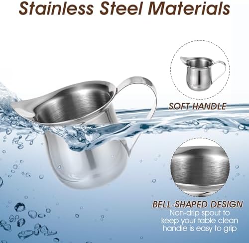 Molain 36 Pcs Stainless Steel Bell Creamers, 3 oz Mini Creamer Pitcher