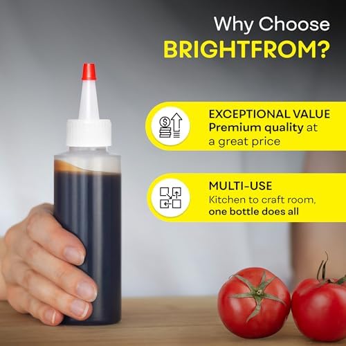 BRIGHTFROM Condiment Squeeze Bottles, 4 OZ Empty Squirt Bottle, Red