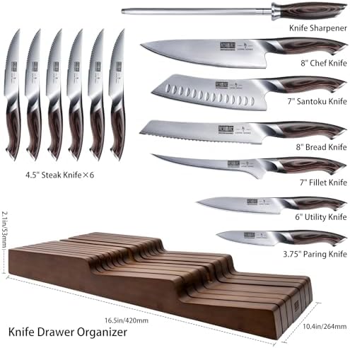 HOSHANHO 14-Piece Kitchen Knife Block Set