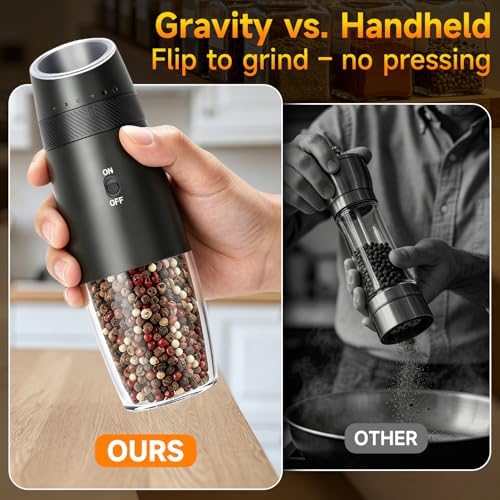Gravity Electric Salt and Pepper Grinder Set, 2 Automatic Shakers with