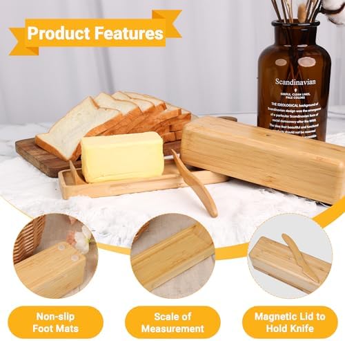 Bamboo Butter Dish with Lid for Countertop
