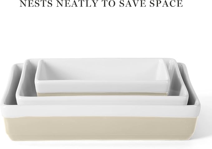 MARTHA STEWART 3-Piece Oven to Table Stoneware Bakeware Set – Baking Dish & - Image 5
