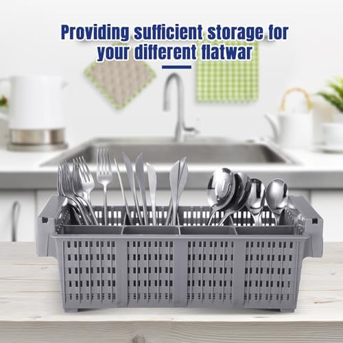 16" Commercial Dishwasher Silverware Basket 8 Compartment, Grey