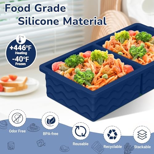 Silicone Freezer Trays with Lid (4-Pack), 1-Cup, 2-Cup, 1/2-Cup &