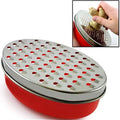 Cheese Grater and Lemon Zester with Container, Red