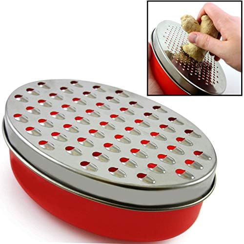 Cheese Grater and Lemon Zester with Container, Red