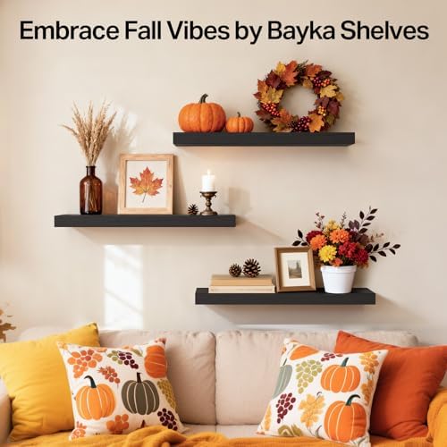 BAYKA 15.7in Floating Shelves, Set of 3