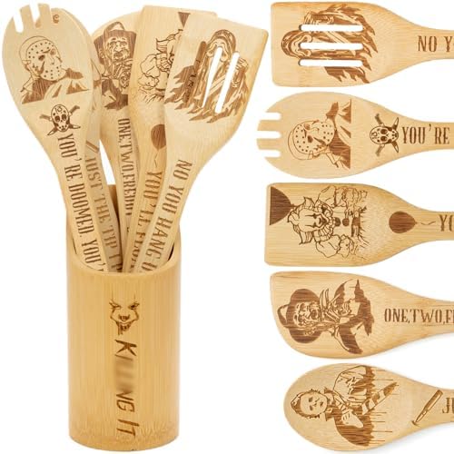 6Pcs Horror Movie Character Cooking Gift Set Wooden Spoons Utensils