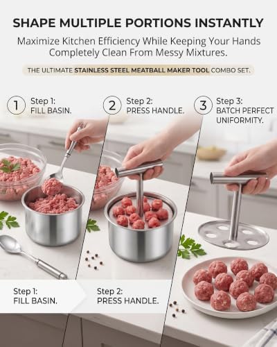 Stainless Steel Meatball Maker Tool and Spoon
