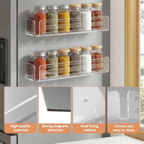 Novabright 2-Pack Clear Acrylic Magnetic Spice Rack