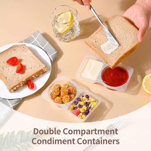 RXRRXR 20PCS Double Compartment Condiment Container With Lids