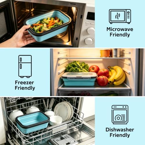 Decorwell 4 Collapsible Food Storage Containers, 12/17/27/40 oz