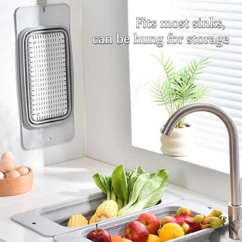 Collapsible Silicone Over-the-Sink Strainer, Gray