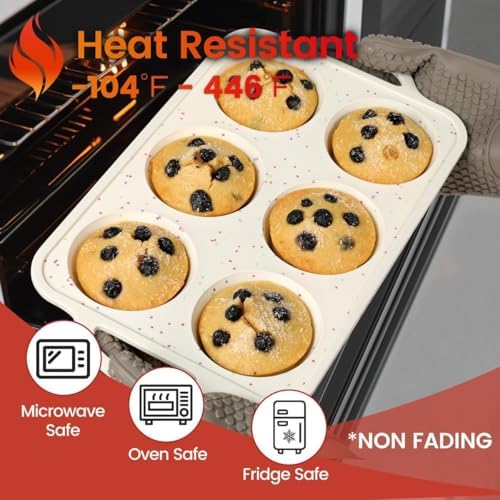 CAKETIME Large Muffin Pan, Metal Reinforced Frame 3.5 Inch Jumbo