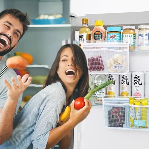 4PCS Refrigerator Door Organizer Set, Fridge Hanging Mesh Bag for