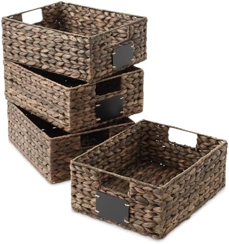 Casafield Set of 4 Water Hyacinth Pantry Baskets
