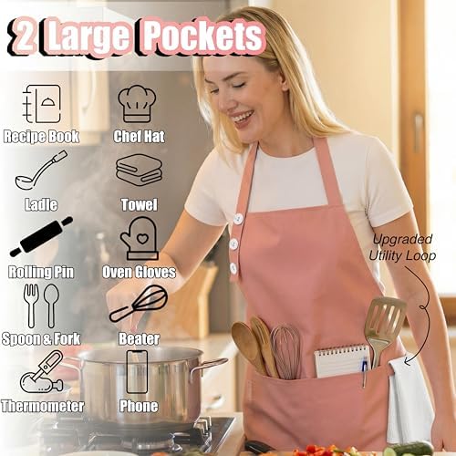 TOSHE Kitchen Apron for Women & Men Waterdrop Resistant, Adjustable