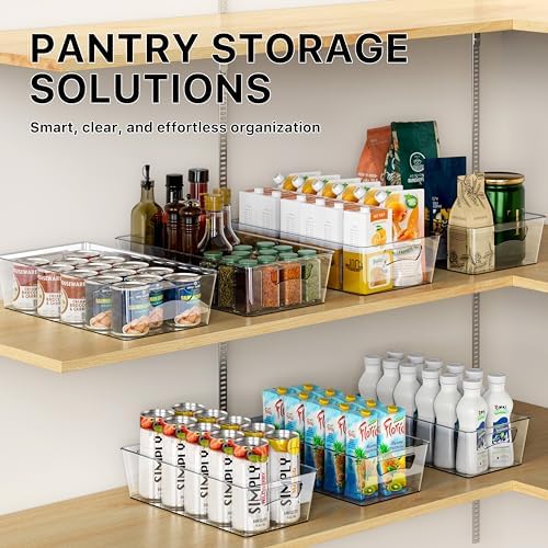 Simple Houseware Clear Pantry Storage Bins, 4 Pcs, 14" x 7" x 3.75"