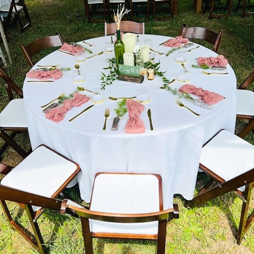6 Pack White Round Tablecloths, 120 Inch Stain Resistant and Wrinkle